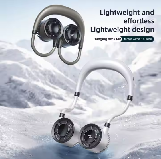 100-Speed Display Screen Neck Hanging Fan