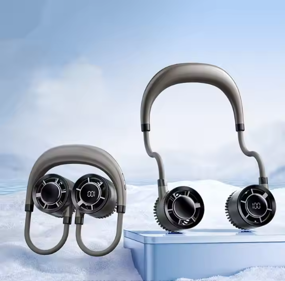 100-Speed Display Screen Neck Hanging Fan