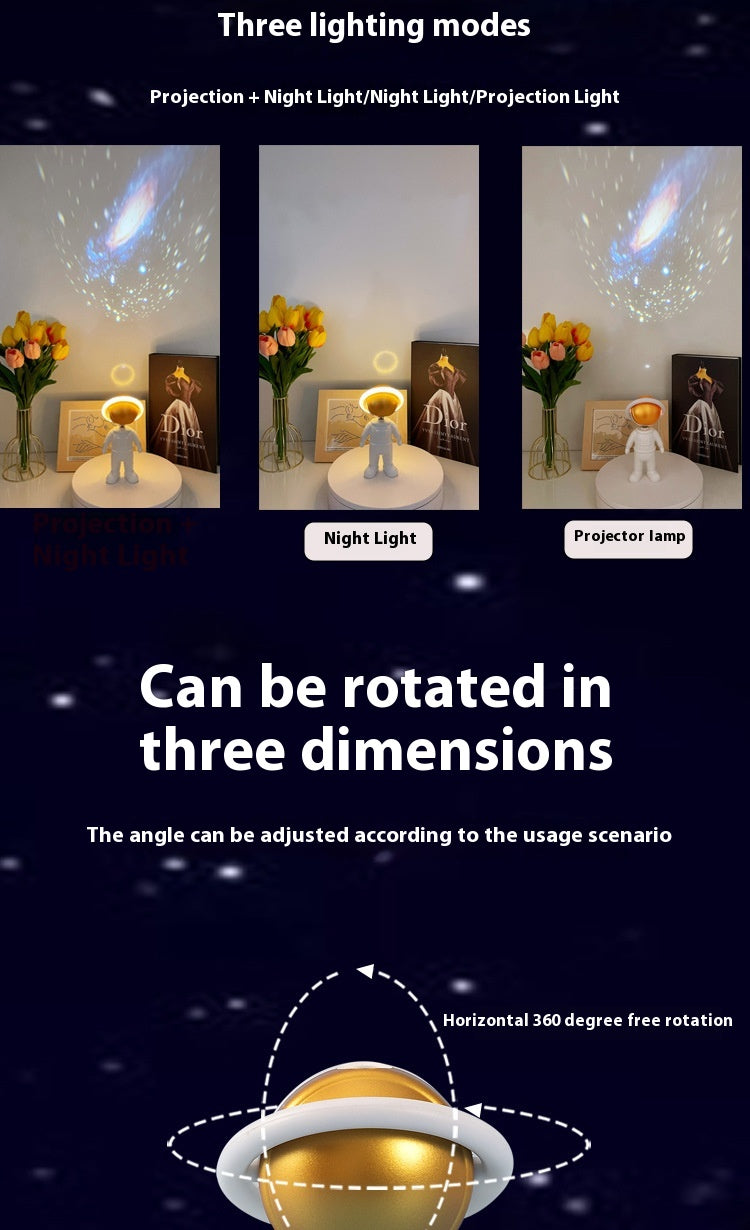 Astronaut Star Projector Lamp Ins Touch Usb Charging Night Light Rotatable Bedside Atmosphere Lights Lamp Bedroom Decor