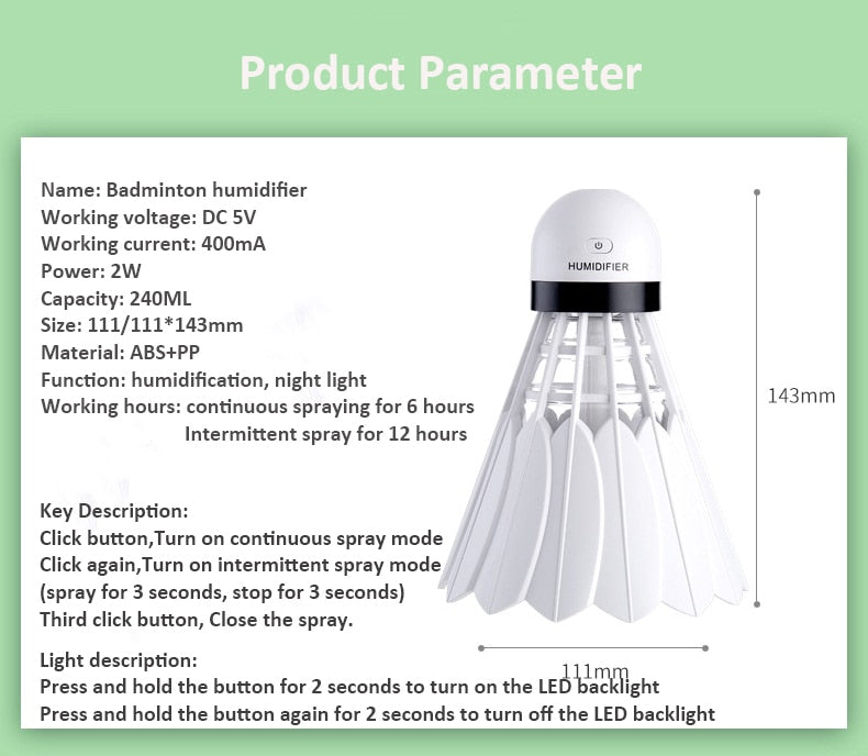Badminton Mini Humidifier