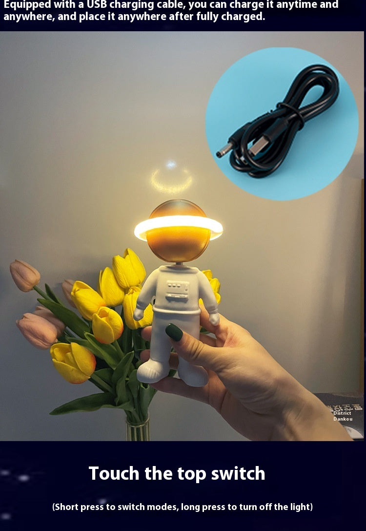 Astronaut Star Projector Lamp Ins Touch Usb Charging Night Light Rotatable Bedside Atmosphere Lights Lamp Bedroom Decor