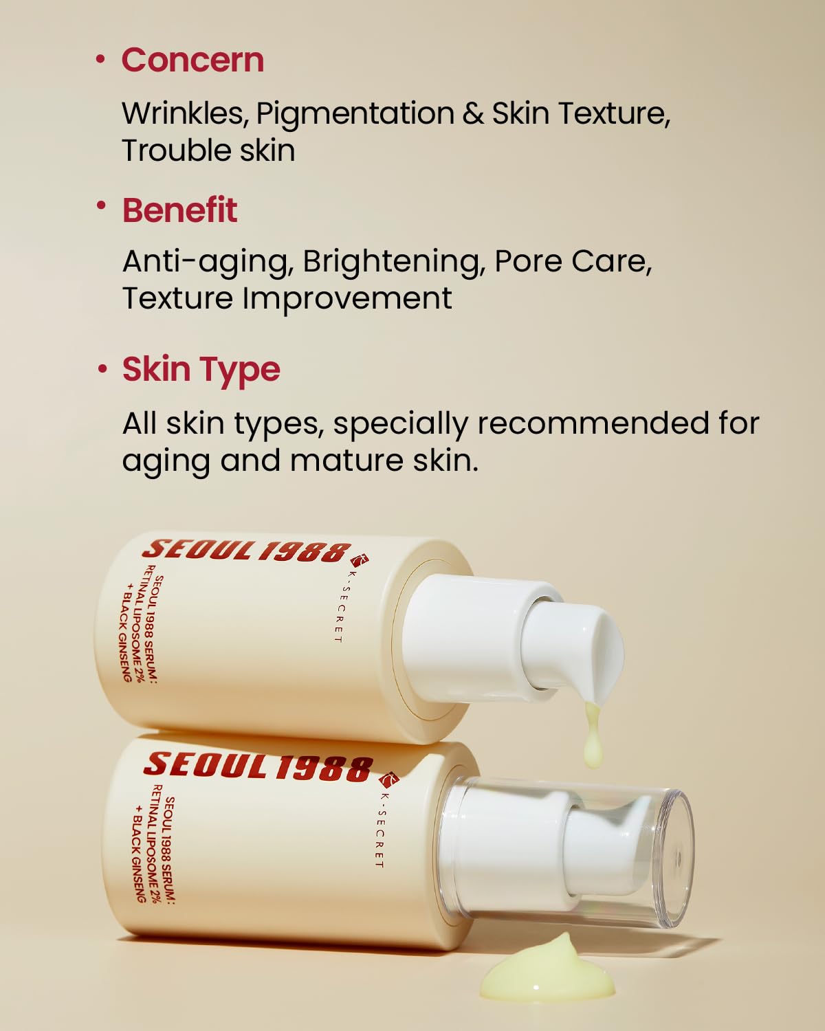 K‑SECRET - SEOUL 1988 Serum: Retinal Liposome 2% + Black Ginseng (Original)