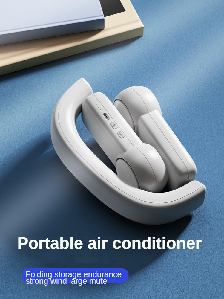 Portable Mini Neck Fan Portable Bladeless Fan USB Rechargeable Leafless Hanging Fans Air Cooler Cooling Wearable Neckband Fans
