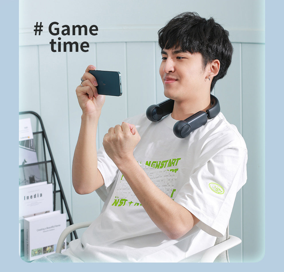 Portable Mini Neck Fan Portable Bladeless Fan USB Rechargeable Leafless Hanging Fans Air Cooler Cooling Wearable Neckband Fans